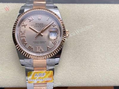 ARF Rolex Datejust Dandong 3235 Movement 36mm Pink Face TT RG Band Watch